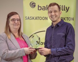 Trades & Skilled Labour – New Outlook Refrigeration: Judy Henley presented the Trades & Skilled Labour Award, sponsored by Worksafe Saskatchewan to Cole Denesowych of New Outlook Refrigeration.